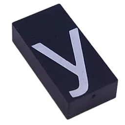 Modulex Tile 2 x 4 with White 'y' Print, without Internal Supports / Modulex Tile Blue