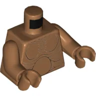 Torso Bare Chest with Muscles Outline and Round Belly Print, Medium Nougat Arms and Hands / Medium Nougat