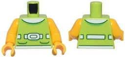Torso Dress Top with 2 Bright Green and Dark Green Pockets, Round White Collar and Belt with Buckle Pattern / Bright Light Orange Arms / Bright Light Orange Hands