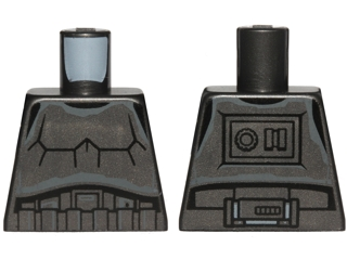 Lego Torso SW Armor Stormtrooper, Detailed Armor without Shoulder Belts, Dark Bluish Gray Markings Pattern