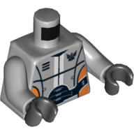 Lego Torso Robot with Wide Black Belt and Orange Plates on Sides, with Galaxy Squad Logo Print, Light Bluish Gray Arms, Black Hands / Light Bluish Gray
