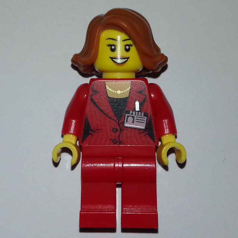 Lego Woman, Red Suit, Dark Orange Hair