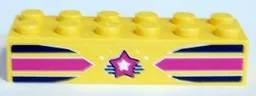 Brick 2 x 6 with Dark Blue and Magenta Stripes and Star with White Center Pattern (Sticker) - Set 41346