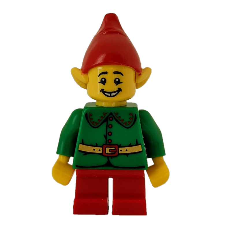 Lego Elf, Green Jacket, Red Hat with Ears