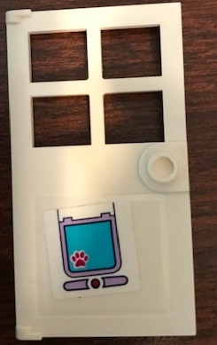Lego Door 1 x 4 x 6 with 4 Panes and Stud Handle with Paw Print on Pet Door Pattern (Sticker) - Set 41314