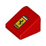 Brick Sloped 30° 1 x 1 x 2/3 with Ferrari Logo Print / Red