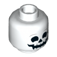 Lego Minifig Head Douglas Elton / El Fuego, Skeleton, Smiling Face Print / White