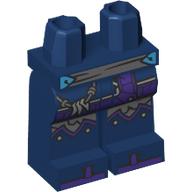 Lego Hips and Dark Blue Legs with Dark Bluish Grey/Dark Azure Belt, Dark Purple Coat, Silver Trimming, White Fangs print
