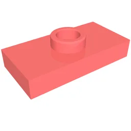 Plate Special 1 x 2 with 1 Stud with Groove and Inside Stud Holder (Jumper) / Coral