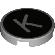 Tile Round 2 x 2 with 'K' on Black Background Print / Light Bluish Gray