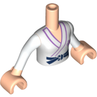 Lego Minidoll Torso Girl with White Karate Top with Black Belt Print, White Sleeves and Light Nougat Hands / Light Nougat