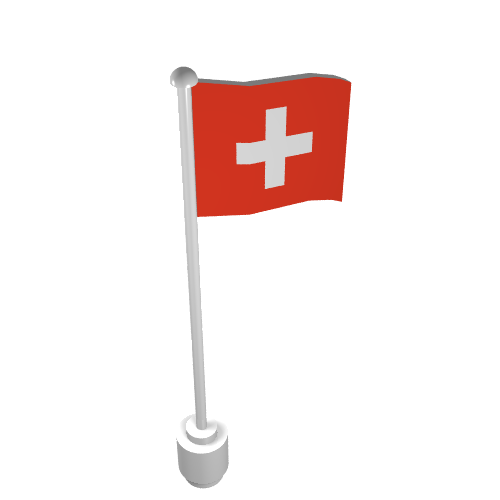 Lego Flag on Flagpole, Wave with Switzerland Print / White