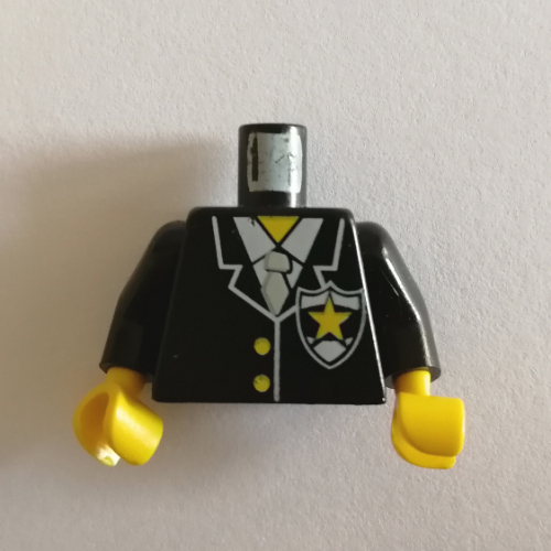 Lego Torso Suit Jacket with Yellow Police Star Badge Print, Black Arms, Yellow Hands / Black