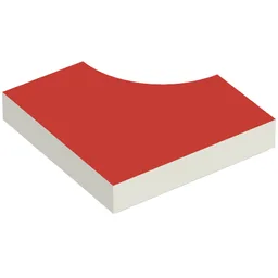 Tile Special 2 x 2 without 1 x 1 Quarter Circle with Scala Red Top Print / White