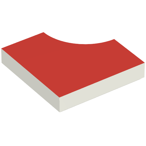 Lego Tile Special 2 x 2 without 1 x 1 Quarter Circle with Scala Red Top Print / White