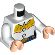Lego Torso Vest, Yellow Western Trim, Button, Dark Orange Belt Print, White Arms, Light Nougat Hands / White