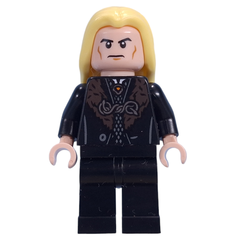 Lego Lucius Malfoy, Black Robes with Dark Red Fur, Plain Legs