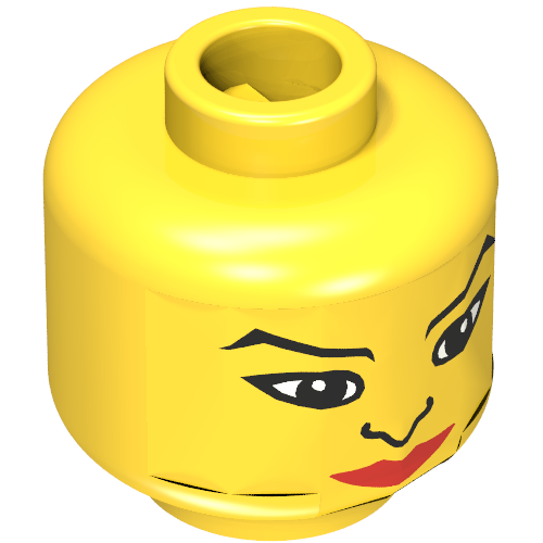 Lego Minifig Head Indian, Female, Nose, Red Lips, and Large Eyes Print [Blocked Open Stud] / Yellow
