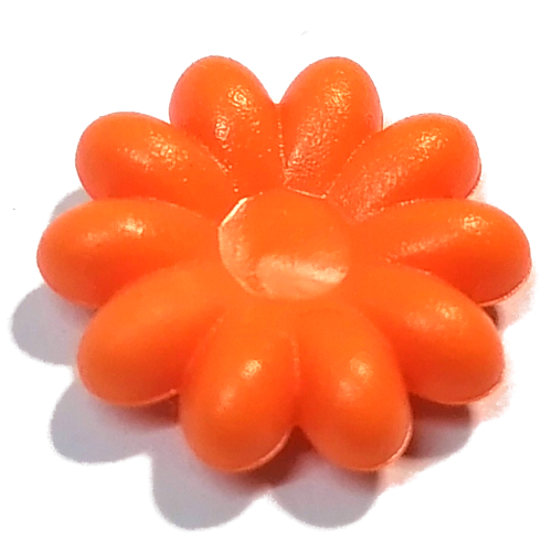 Lego Clikits Icon, Flower 2 x 2 Large, 10 Petals with Pin [Frosted] / Orange
