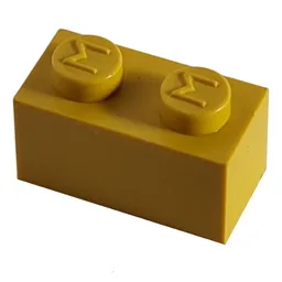 Modulex Brick 1 x 2 with M on Stud / Modulex Ochre Yellow