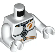 Torso, Space Suit, Gray Chest Device, Orange Mars Exploration Logo Print, White Arms and Hands
