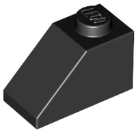 Brick Sloped 45° 2 x 1 with Bottom Pin / Black