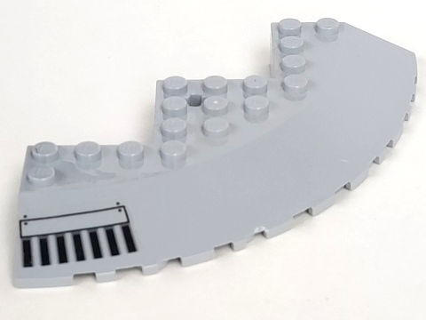 Lego Brick, Round Corner 10 x 10 with Slope 33 Edge, Axle Hole, Facet Cutout with Small Vent Pattern Model Left Side (Sticker) - Set 7678