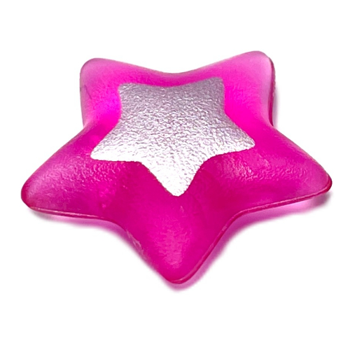 Lego Clikits Icon, Star 2 x 2 Large with Pin, Silver Star Print / Trans-Dark Pink