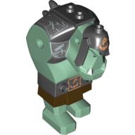 Lego Body Giant, Fantasy Era Troll with Black Armor Pattern, Copper/Silver Decorations print / Sand Green