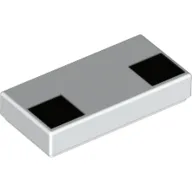 Tile 1 x 2 with 2 Black Squares Print / White