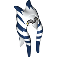 Lego Headdress Togruta Montrals Long, Dark Blue and Silver Ahsoka Print / White