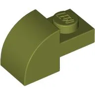 Brick Curved 1 x 2 x 1 with Curved Top / Olive Green