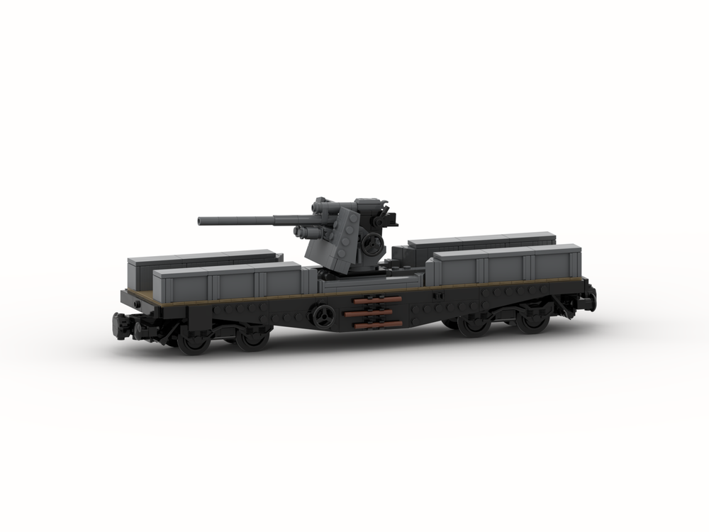 Lego Schwerer Plattformwagen SSys with mounted 8.8 cm Flak 36 (8w)