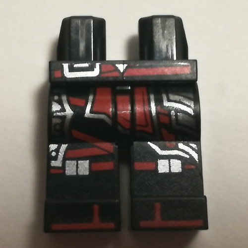 Lego Hips and Black Legs with Dark Red and Silver Armor Print / Black