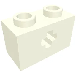 Technic Brick 1 x 2 with Axle Hole Type 2 [X Opening] / White