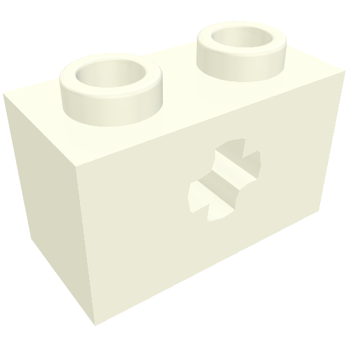 Lego Technic Brick 1 x 2 with Axle Hole Type 2 [X Opening] / White