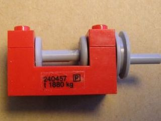 Lego String Reel Winch 2 x 4 x 2 with Light Gray Drum with '240457' and 'P' and 't 1880 kg' Pattern on Both Sides (Stickers) - Set 4555