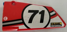 Technic, Panel Fairing #17 Large Smooth, Side A with Number 71 and 'FRAME WORK' Pattern (Sticker) - Set 42000