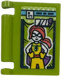 Minifigure, Utensil Book Cover with Comic with Yellow Superhero with Coral Hair Pattern (Sticker) - Set 42674