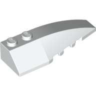 Lego Brick Wedged, Curved 6 x 2 Right, Inner Ridges / White