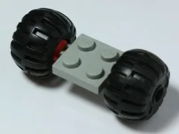 Plate, Modified 2 x 2 with Red Wheels with 2 Black Wheel Full Rubber Balloon with Axle Hole (122c01 / 4288)