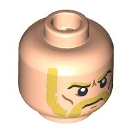 Lego Minifig Head Zeff, Ochre Yellow Sideburns, Moustache, Eyebrows, Angry Stare / Light Nougat
