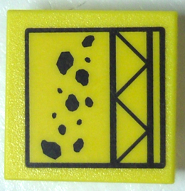 Lego Road Sign 2 x 2 Square with Clip with Falling Rocks and Girder Pattern (Sticker) - Set 7243