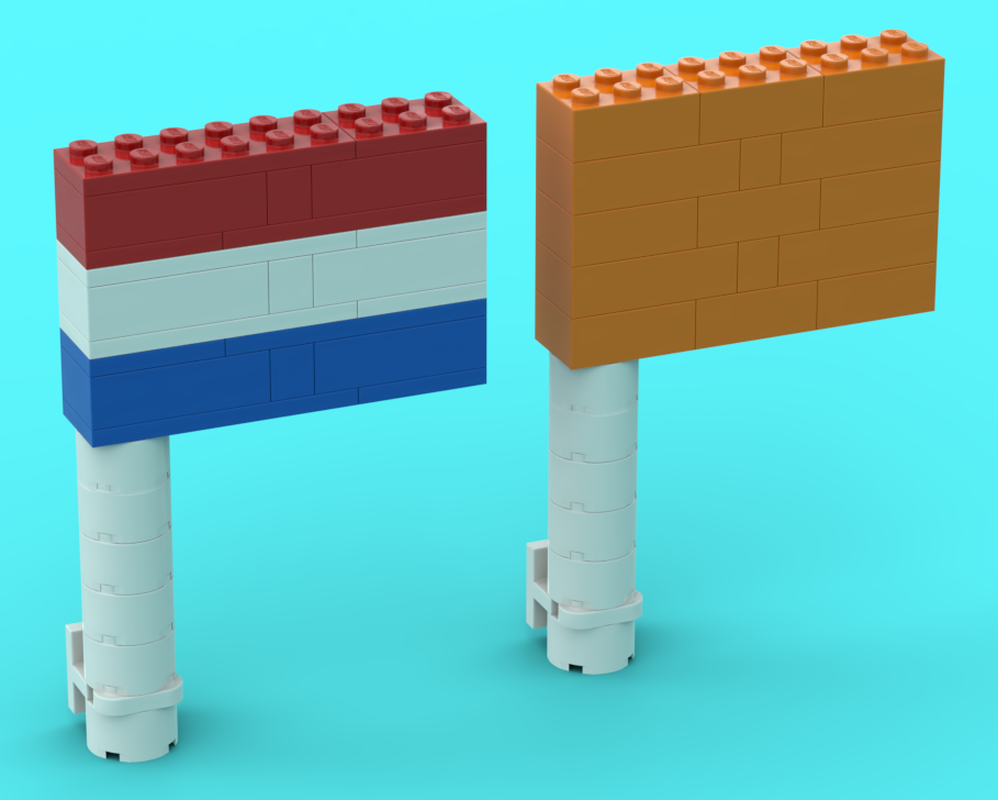 Lego Upscaled handheld Dutch and Orange Flags