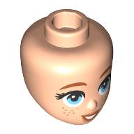 Lego Minidoll Head Nougat Eyebrows, Bright Light Blue Eyes, Freckles, Open Mouth / Light Nougat