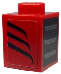 Brick 1 x 1 with Dark Silver Grille / Air Vents on Black Background and Black Tapered Curved Stripes Pattern Model Right Side (Sticker) - Set 76914