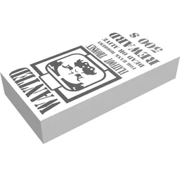 Tile 1 x 2 with 'Wanted - Flatfoot Thomsen' Print / White