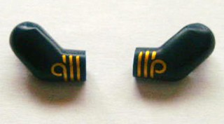 Lego Arm, (Matching Left and Right) Pair with 3 Gold Stripes Pattern / Dark Blue