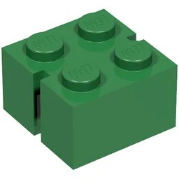 Brick 2 x 2 without Bottom Tubes, Slotted (with 2 slots, opposite) / Green