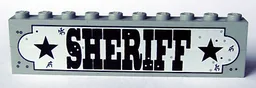 Stickered Assembly 10 x 1 x 2 with 'SHERIFF' Sign Pattern (Sticker) - Sets 6755 / 6764